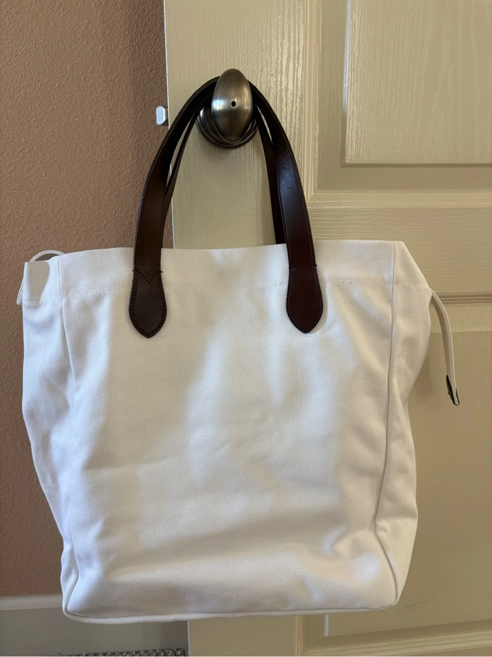 Ralph Lauren Polo Bear White Canvas Tote Bag